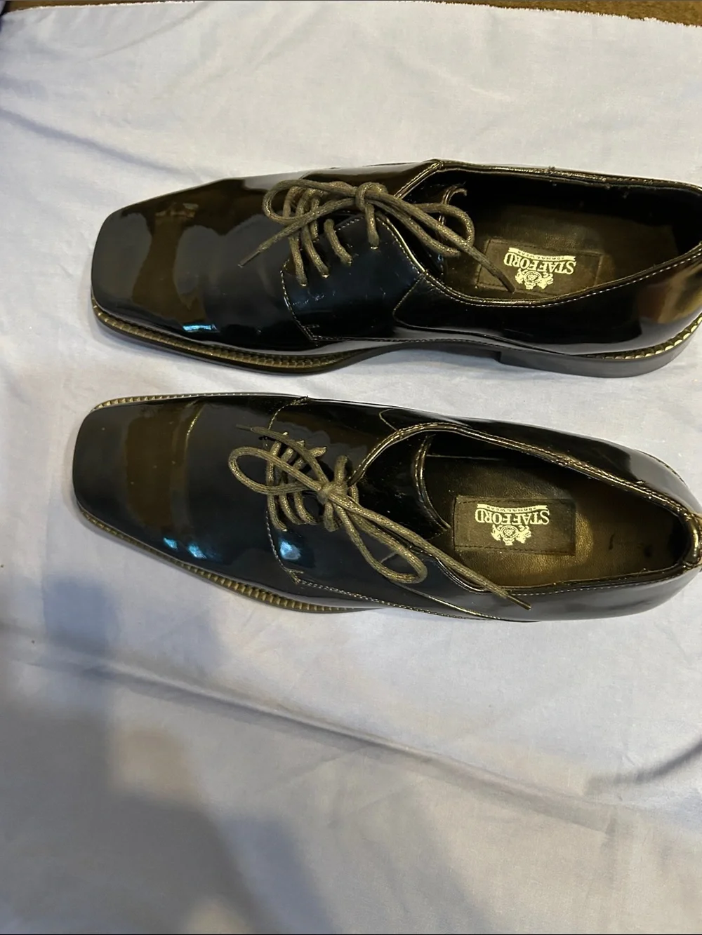 Stafford Black Patent Lace-Up Oxfords